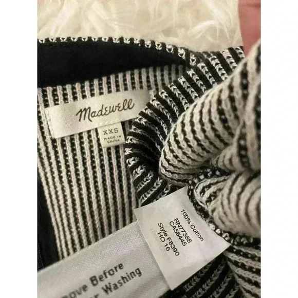 Madewell French Rib Tie-Waist Tank Shirt XXS Gray Stripe Textured Sweater Knit - Picture 6 of 7